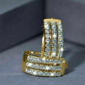 Huitan Luxury Gold Color Circle Hoop Earrings with Sparkling CZ Fashion Earrings for Women Good Quality Bridal Wedding Jewelry
