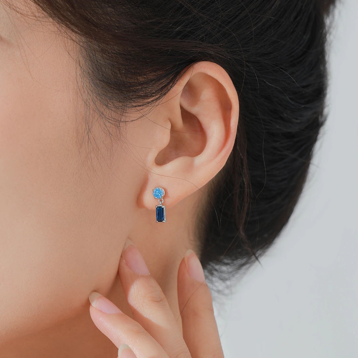 Ailmay 925 Sterling Silver Blue Series Zircon Jewelry Set For Women Wedding Engagement Jewelry