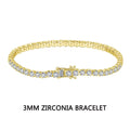 ORSA JEWELS 2 3 4MM Zirconia Tennis Chain Bracelet 925 Sterling Silver 14K Gold Plated Men Women Bangle Jewelry Gift SB91-14K
