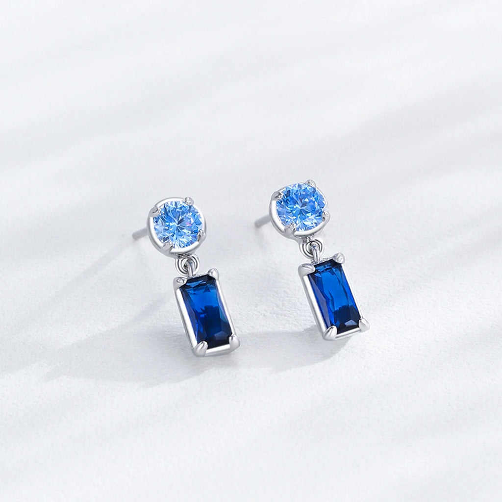Ailmay 925 Sterling Silver Blue Series Zircon Jewelry Set For Women Wedding Engagement Jewelry