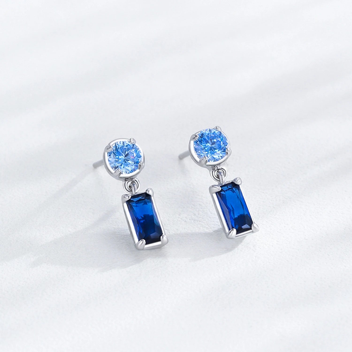 Ailmay 925 Sterling Silver Blue Series Zircon Jewelry Set For Women Wedding Engagement Jewelry