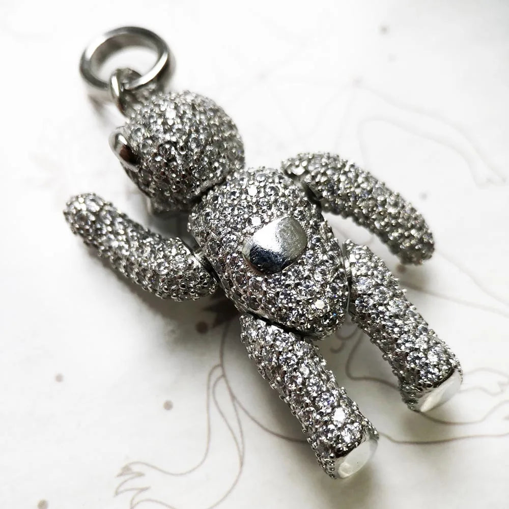 Pendant Teddy Bear,Spring New Pure 925 Sterling Silver Fine Jewelry Europe Bijoux Cute Accessories Gift For Women